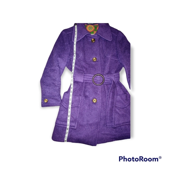 💜1960's-1970's Vintage Purple Wool Belted Coat - Picture 14 of 15